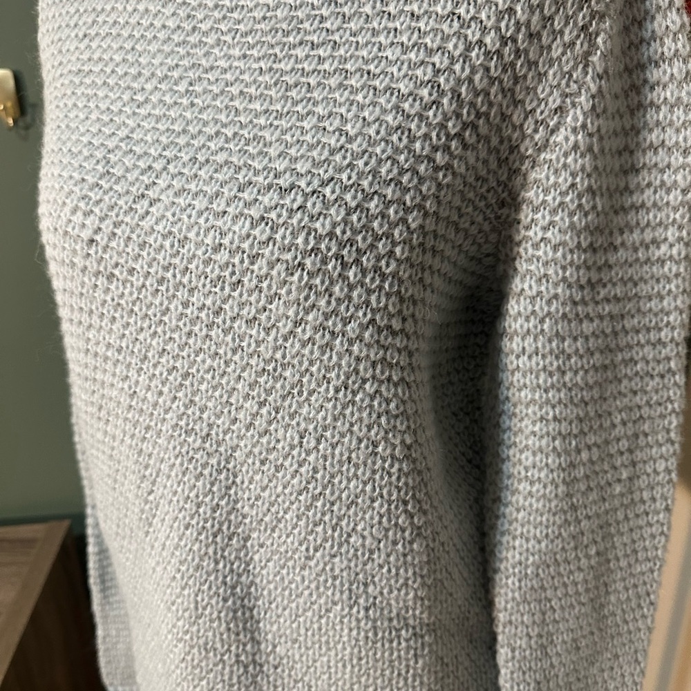 LOFT Soft Texture Knit Blue Cowl Neck Sweater Size M Cottagecore - Picture 3 of 4